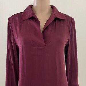 David Lerner Blouse Burgundy Long Sleeves Women's Size Small